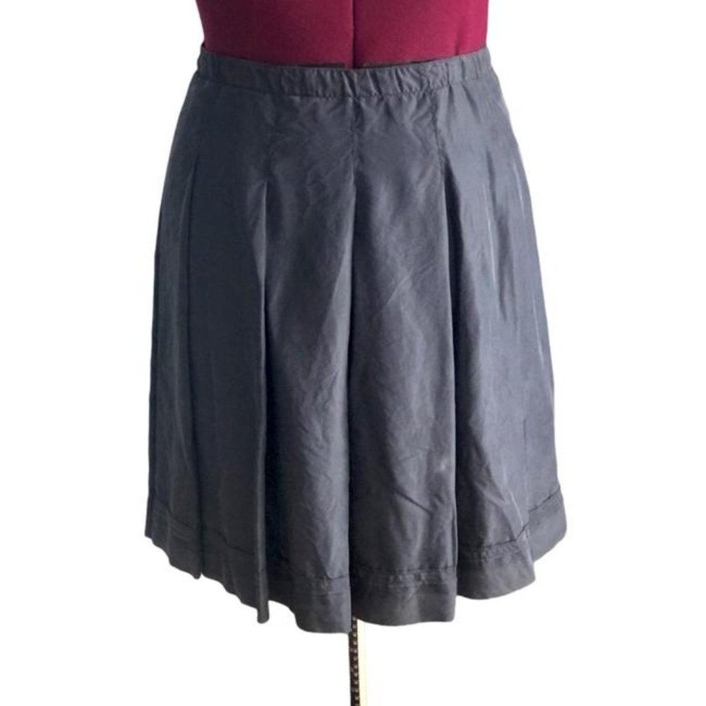 Blue-Grey Prada 100% Silk Pleated A-Line Skirt